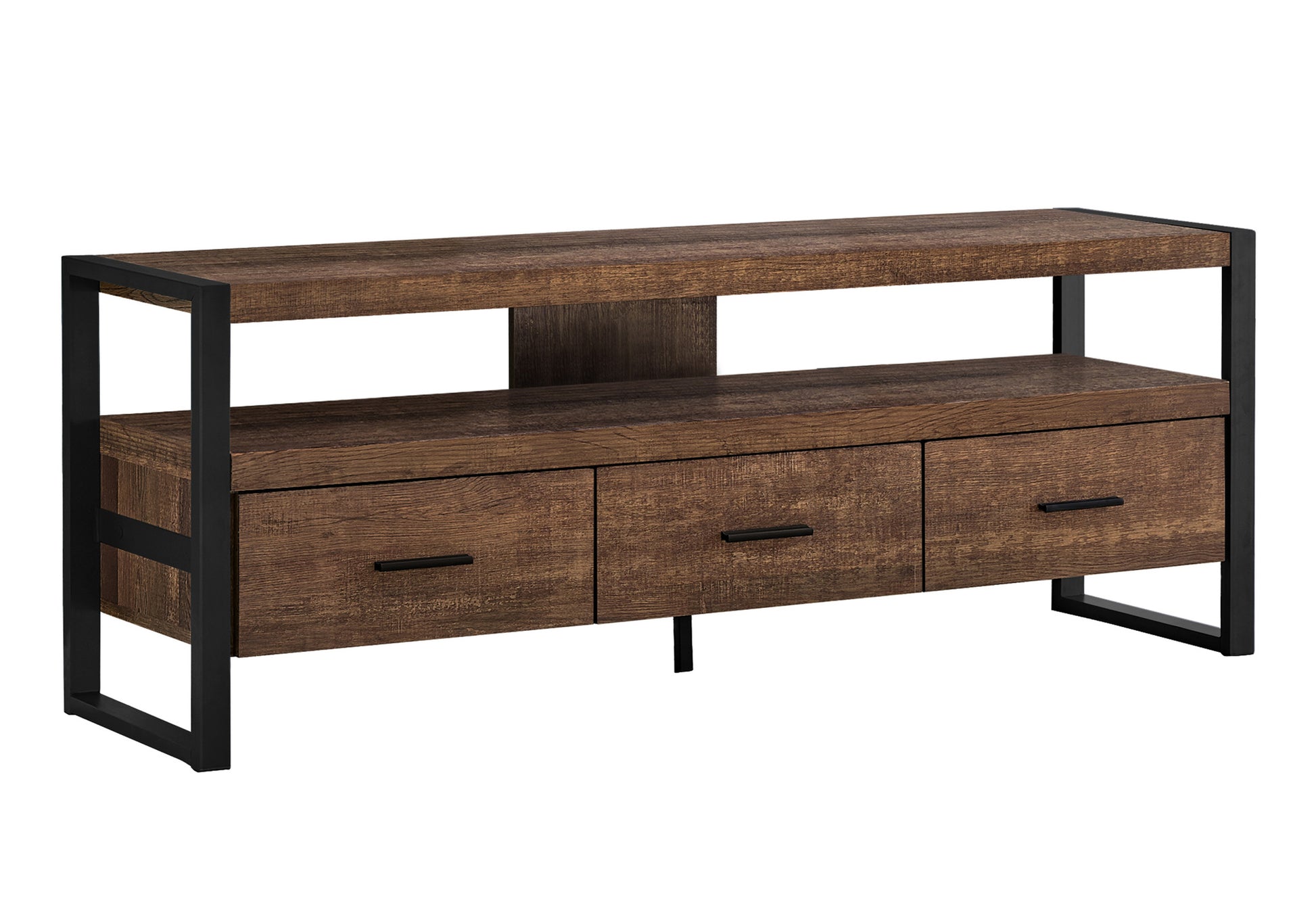 TV Stand 60" Brown Reclaimed Wood with 3 Drawers-Tv Stand-DECOROLALA