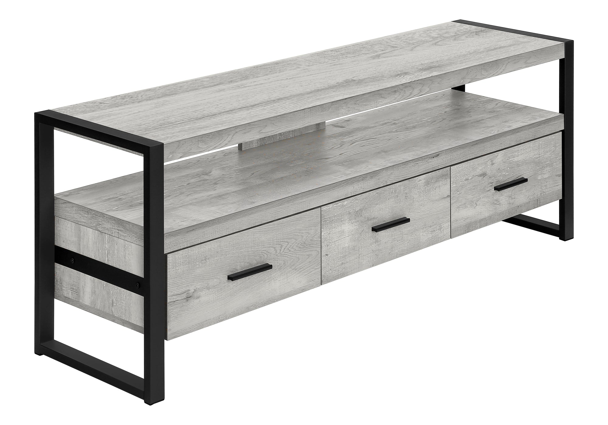 TV Stand 60" Brown Reclaimed Wood with 3 Drawers-Tv Stand-DECOROLALA