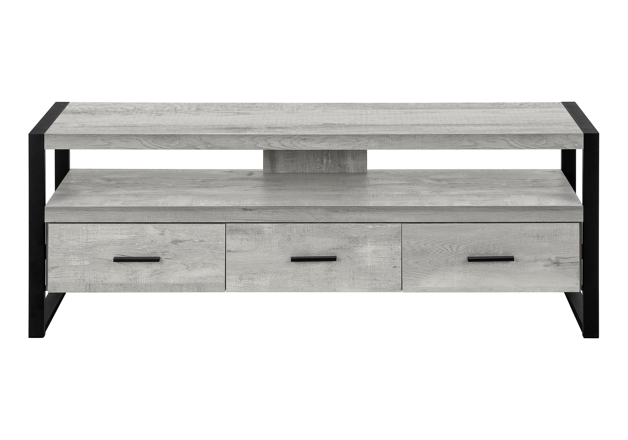 TV Stand 60" Brown Reclaimed Wood with 3 Drawers-Tv Stand-DECOROLALA