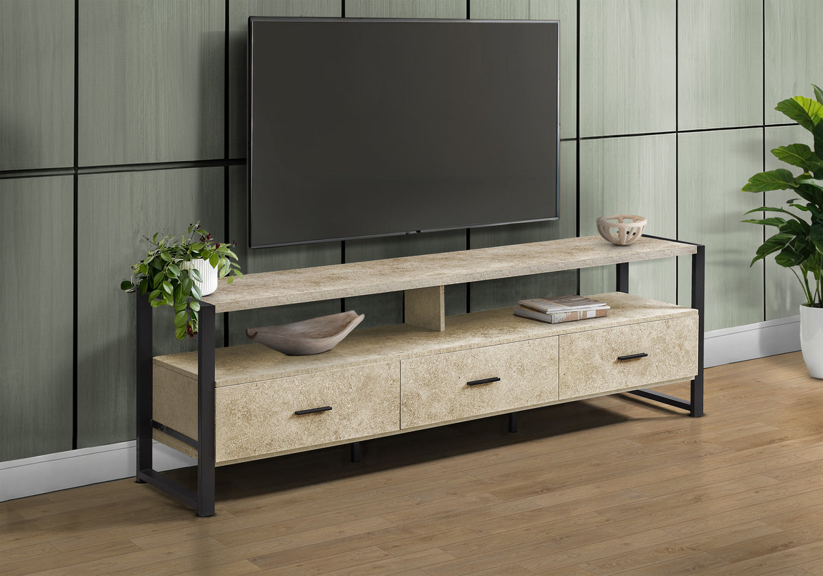 TV Stand 72" Black Laminate with Storage Drawers-TV Stands-DECOROLALA