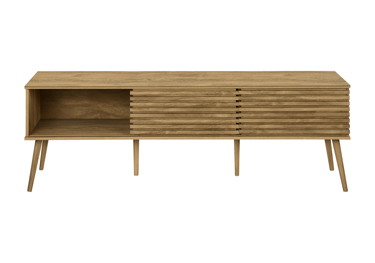 TV Stand 72" Black with 2 Sliding Doors-TV Stands-DECOROLALA