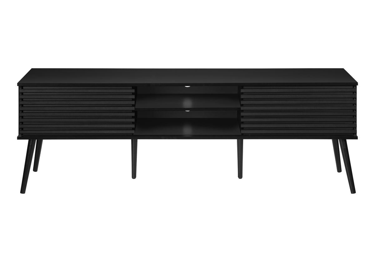 TV Stand 72" Black with 2 Sliding Doors-TV Stands-DECOROLALA