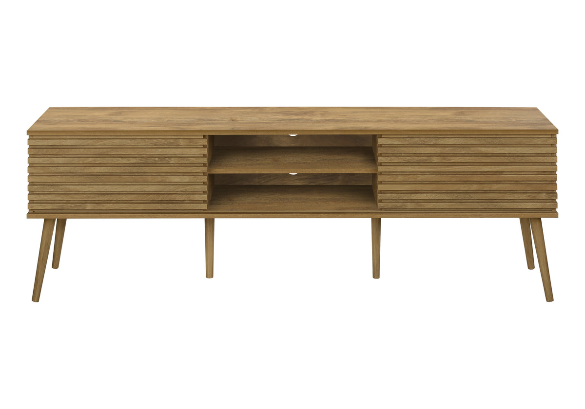 TV Stand 72" Black with 2 Sliding Doors-TV Stands-DECOROLALA