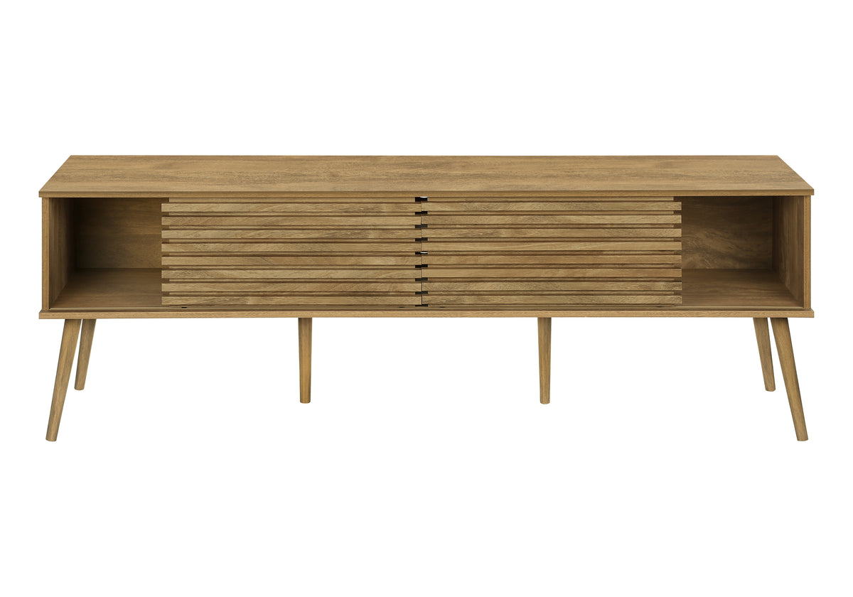 TV Stand 72" Black with 2 Sliding Doors-TV Stands-DECOROLALA
