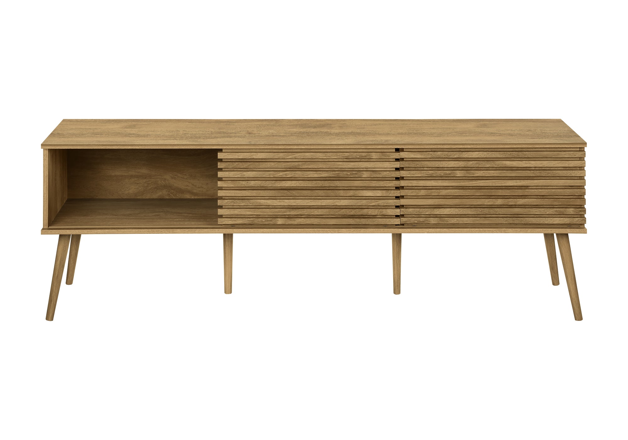 TV Stand 72" Black with 2 Sliding Doors-Tv Stand-DECOROLALA
