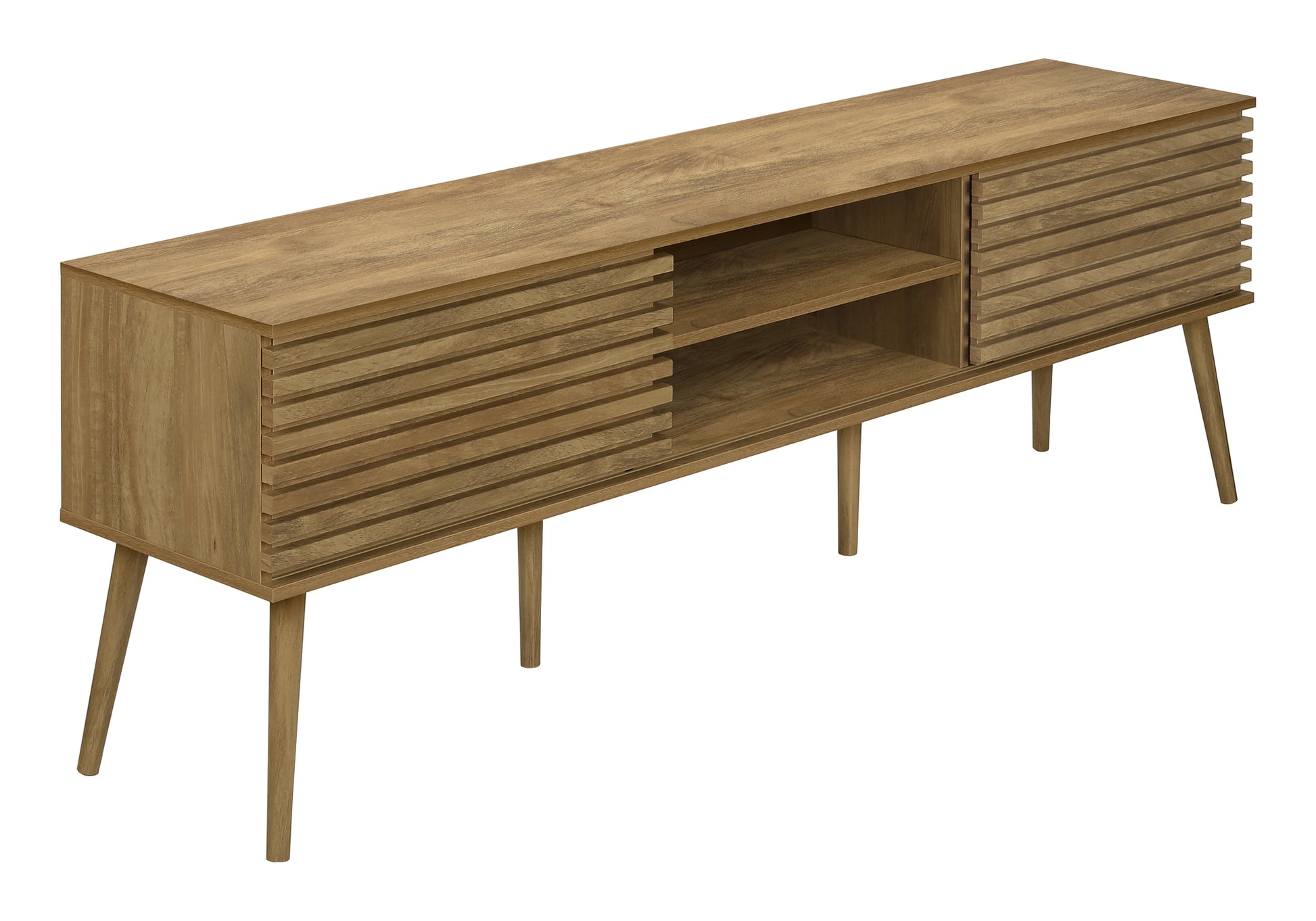 TV Stand 72" Black with 2 Sliding Doors-Tv Stand-DECOROLALA