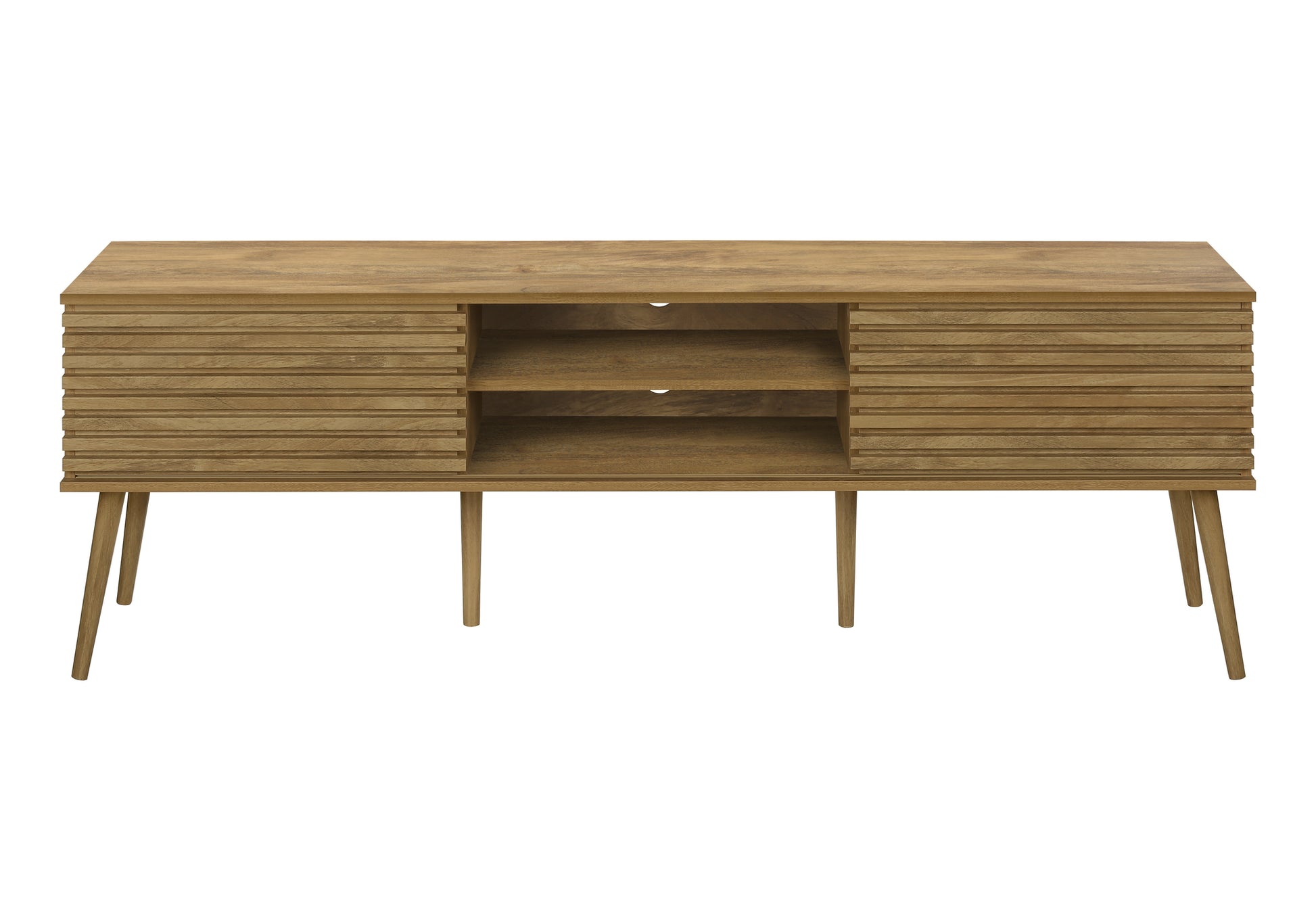 TV Stand 72" Black with 2 Sliding Doors-Tv Stand-DECOROLALA