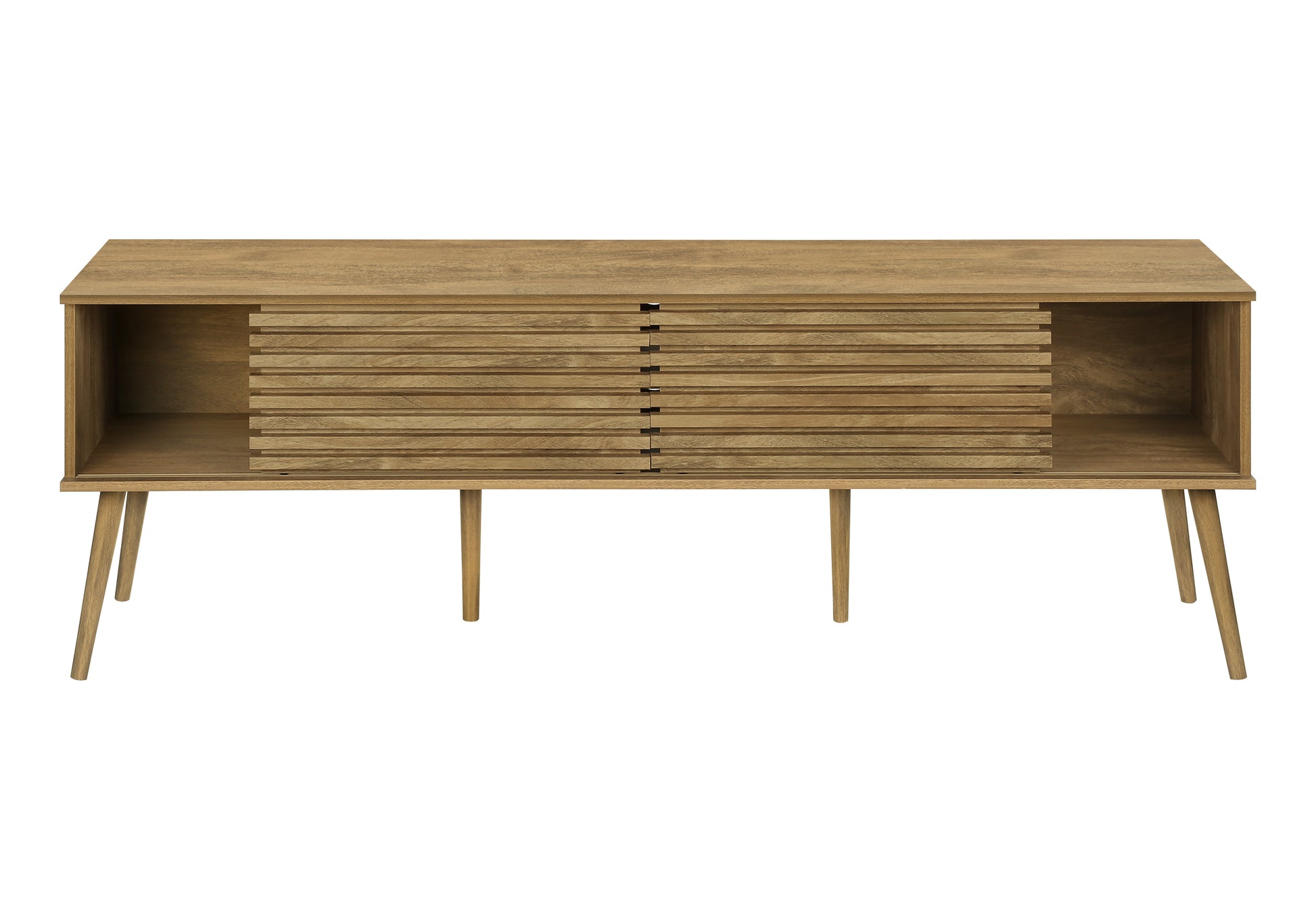 TV Stand 72" Black with 2 Sliding Doors-Tv Stand-DECOROLALA