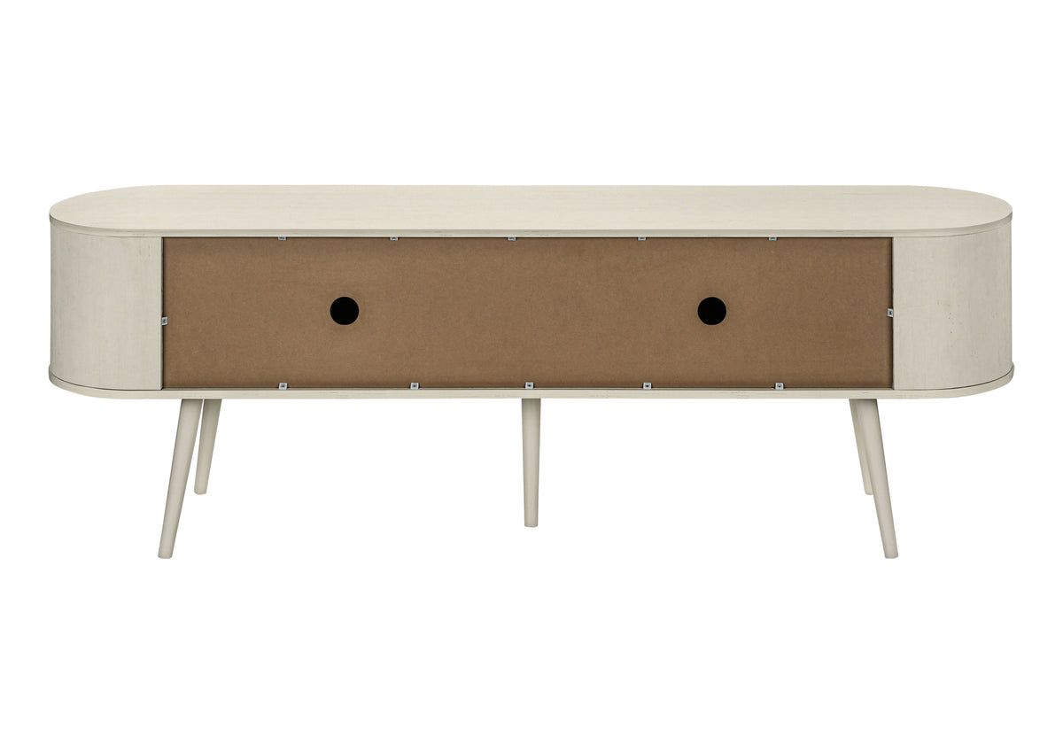 TV Stand 72" Black with Wood-Look Doors-TV Stands-DECOROLALA