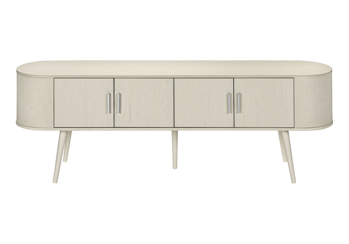 TV Stand 72" Black with Wood-Look Doors-TV Stands-DECOROLALA