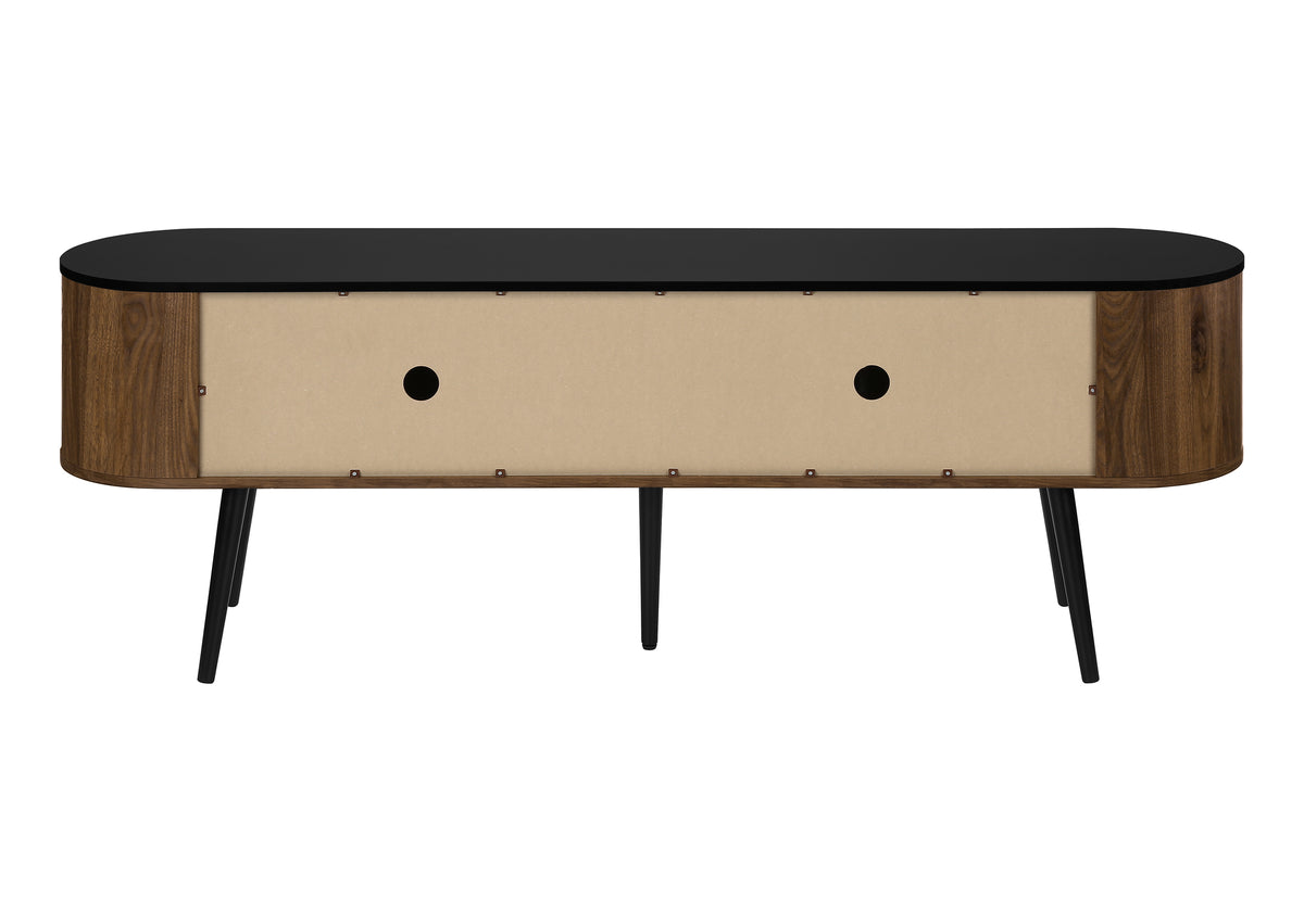 TV Stand 72" Black with Wood-Look Doors-TV Stands-DECOROLALA