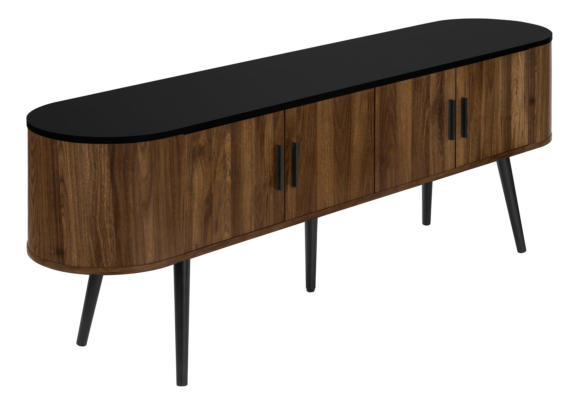 TV Stand 72" Black with Wood-Look Doors-Tv Stand-DECOROLALA