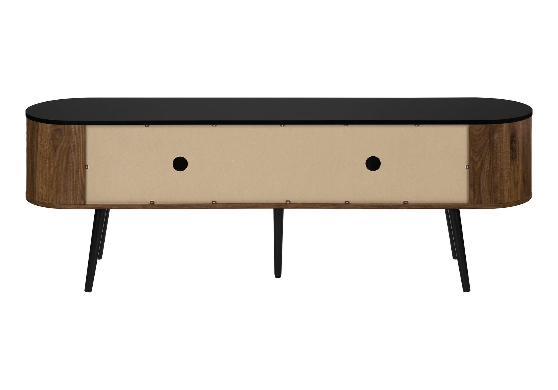 TV Stand 72" Black with Wood-Look Doors-Tv Stand-DECOROLALA