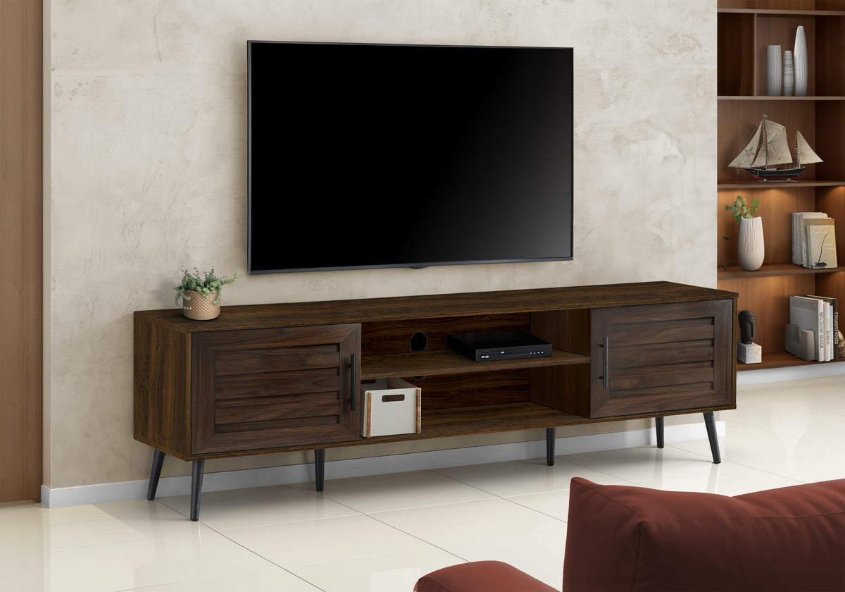 TV Stand 72" Brown Wood-Look With 2 Doors-TV Stands-DECOROLALA