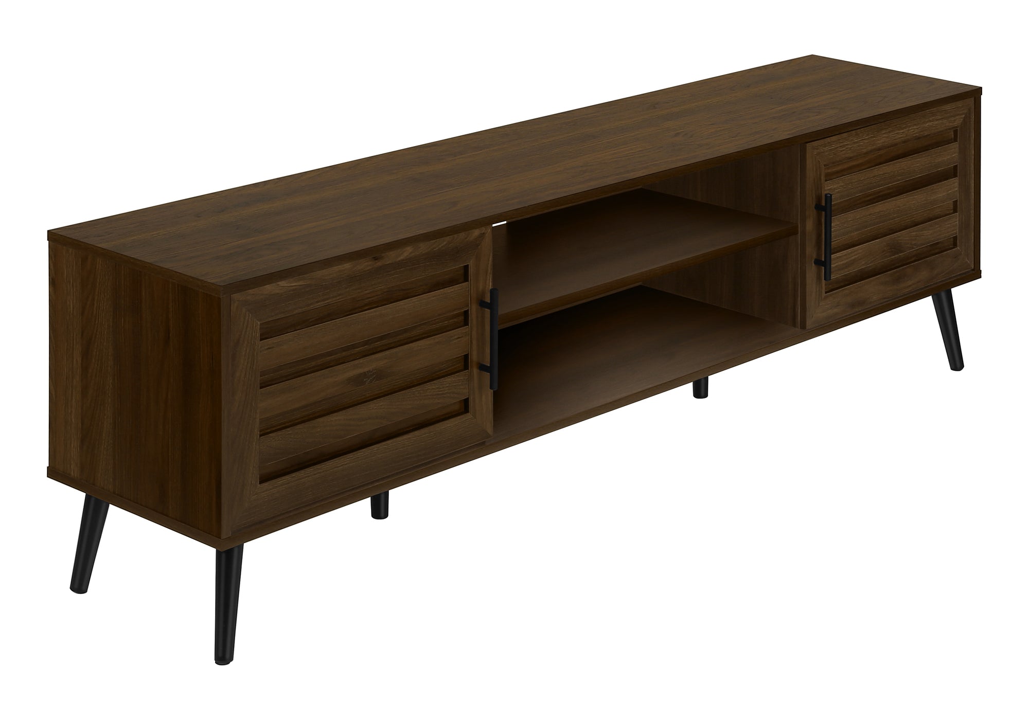 TV Stand 72" Brown Wood-Look With 2 Doors-Tv Stand-DECOROLALA