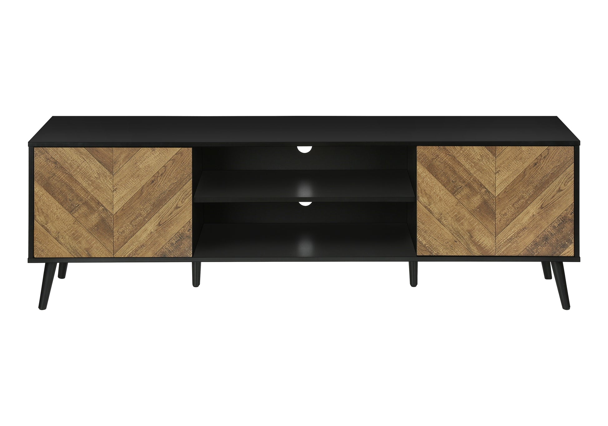 TV Stand 72" Brown/Black Laminate with Storage Cabinets-Tv Stand-DECOROLALA