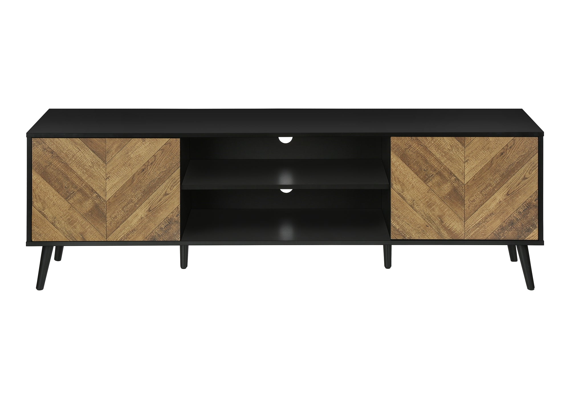 TV Stand 72" Brown/Black Laminate with Storage Cabinets-Tv Stand-DECOROLALA