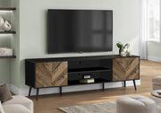 TV Stand 72" Brown/Black Laminate with Storage Cabinets-Tv Stand-DECOROLALA