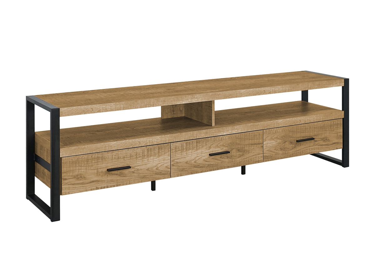 TV Stand 72" Mango Wood Black Metal Storage-TV Stands-DECOROLALA