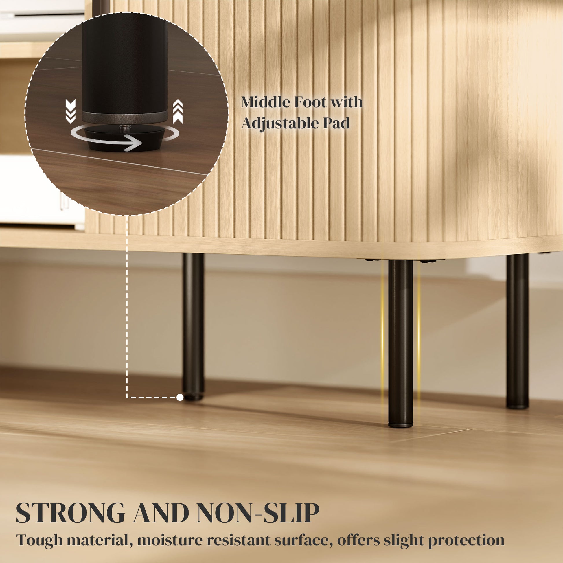 TV Stand Cabinet for 55" TV, Oak Tone, Storage Shelves, Cable Management, 47.2"W-DECOROLALA