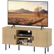 TV Stand Cabinet for 55" TV, Oak Tone, Storage Shelves, Cable Management, 47.2"W-DECOROLALA