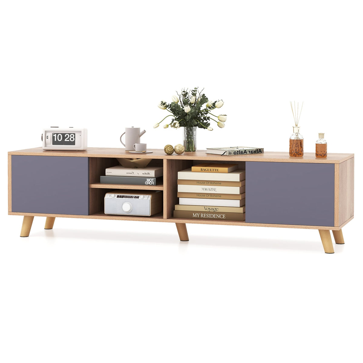 TV Stand Cabinet for TVs up to 65 Inch with Open Shelf for Living Room-Entertainment Centers & TV Stands-DECOROLALA