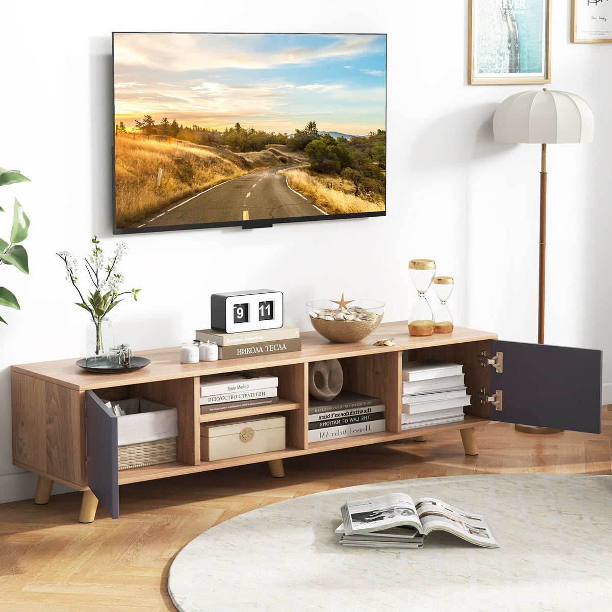 TV Stand Cabinet for TVs up to 65 Inch with Open Shelf for Living Room-Entertainment Centers & TV Stands-DECOROLALA