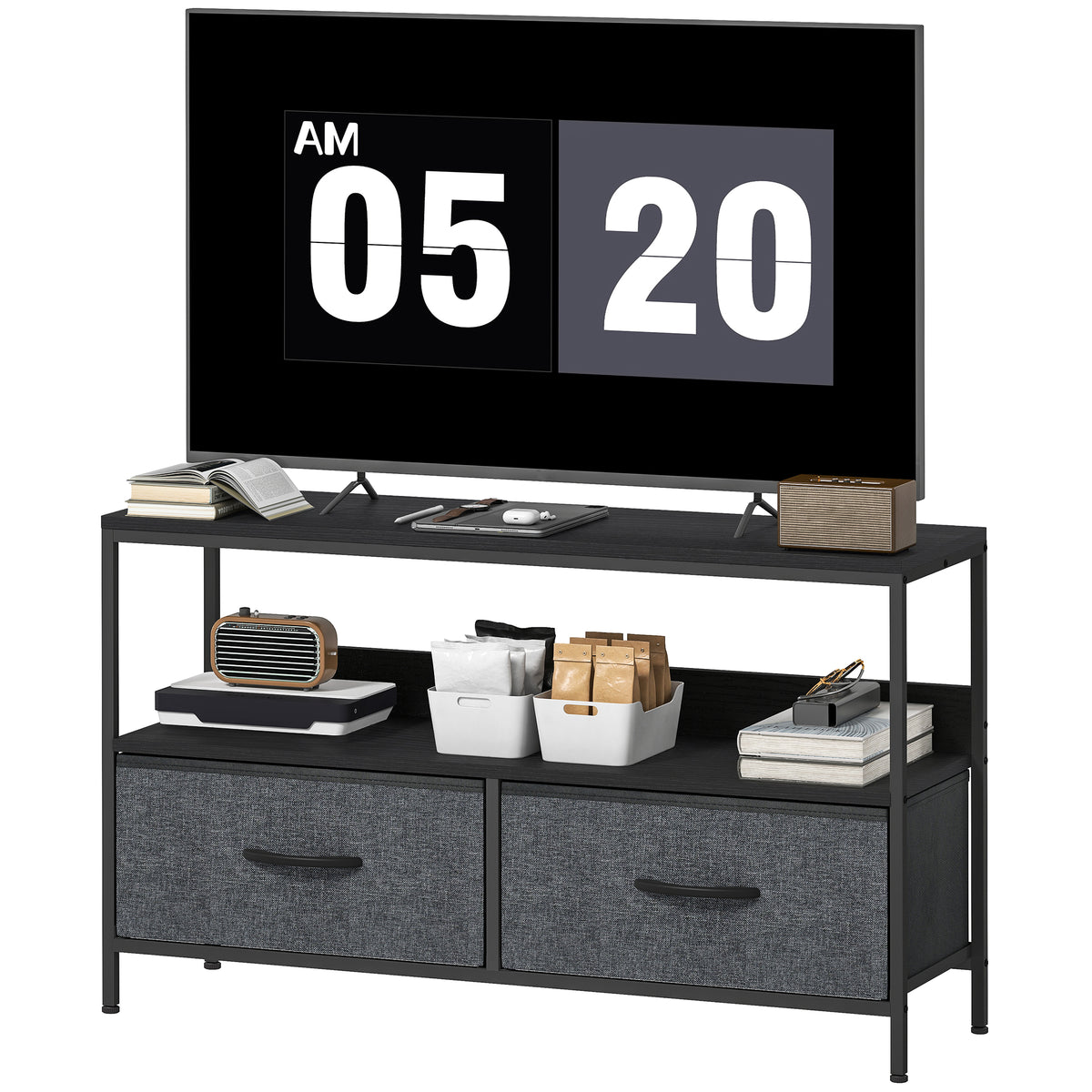 TV Stand for 47" TV with 2 Drawers and Shelf - Black-Home Furnishings > Living Room Furniture > TV¬†Stands-DECOROLALA
