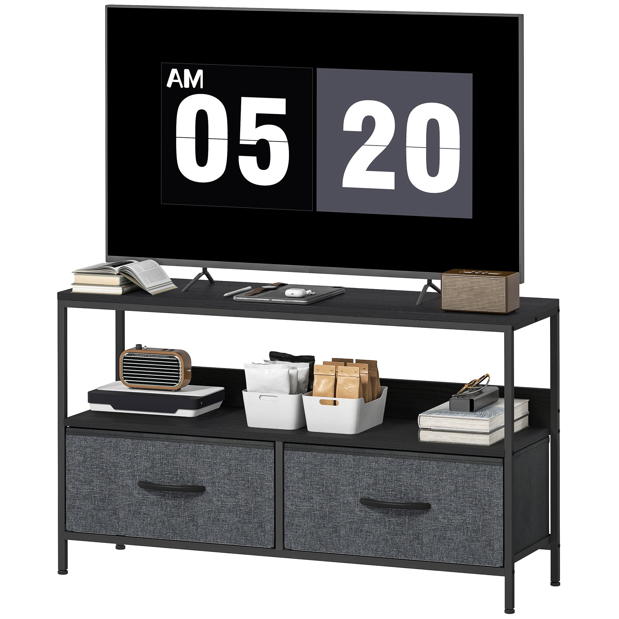 TV Stand for 47" TV with 2 Drawers and Shelf - Black-Home Furnishings > Living Room Furniture > TV¬†Stands-DECOROLALA