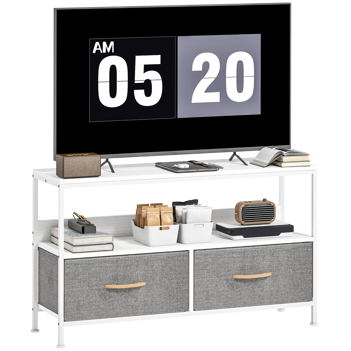 TV Stand for 47" TV with 2 Drawers and Shelf - White-Home Furnishings > Living Room Furniture > TV¬†Stands-DECOROLALA