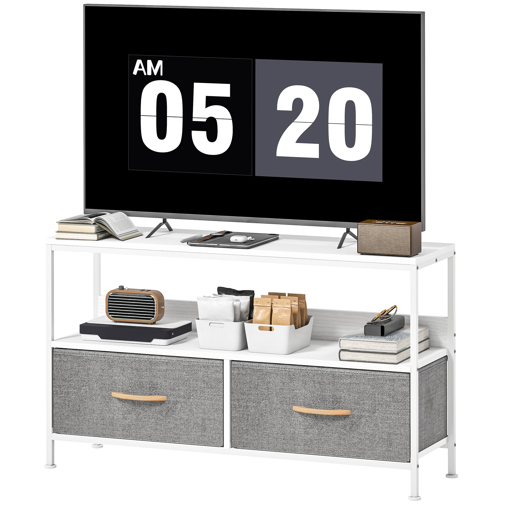TV Stand for 47" TV with 2 Drawers and Shelf - White-Home Furnishings > Living Room Furniture > TV¬†Stands-DECOROLALA
