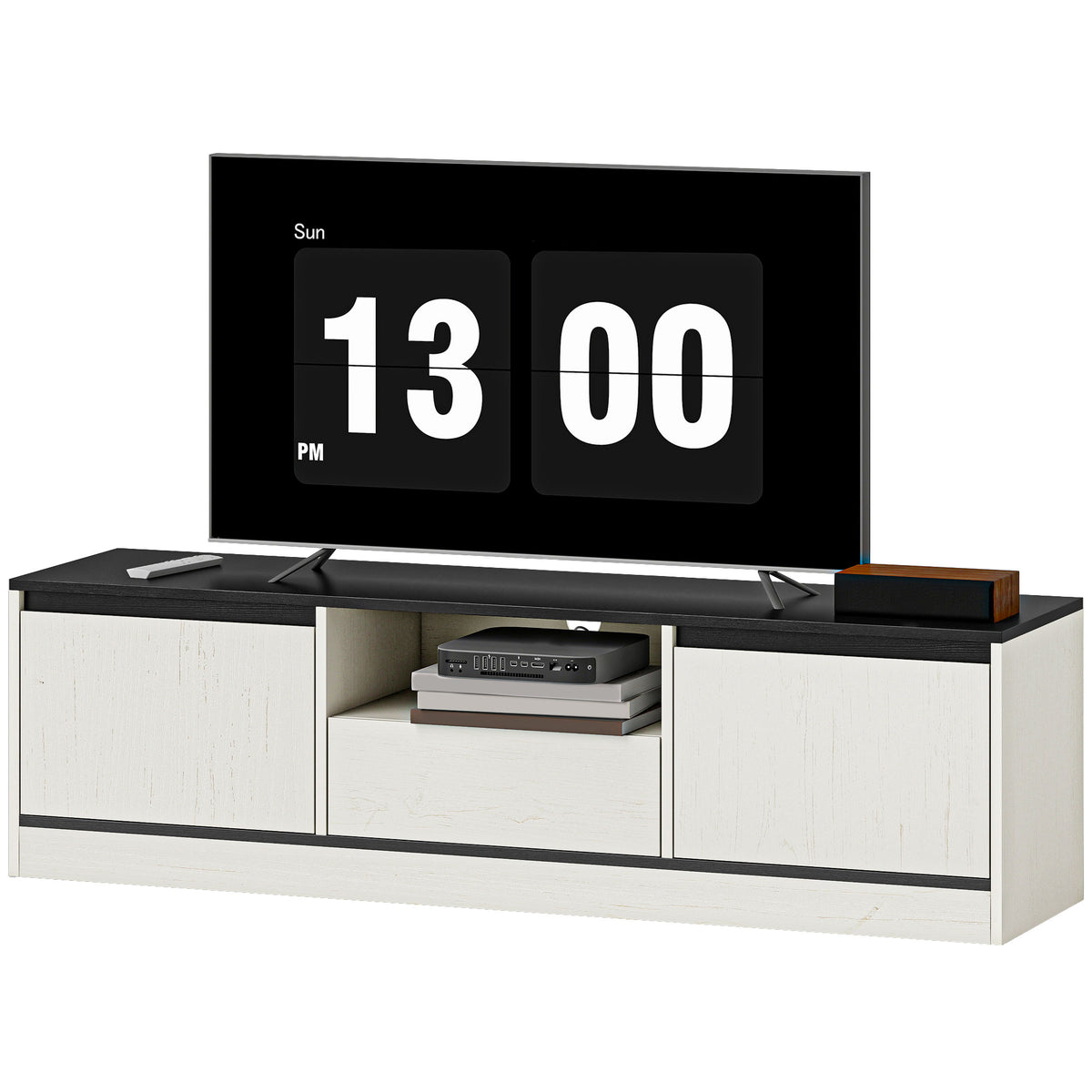 TV Stand for 55-60 Inch TV - White Wood Grain-Home Furnishings > Living Room Furniture > TV¬†Stands-DECOROLALA