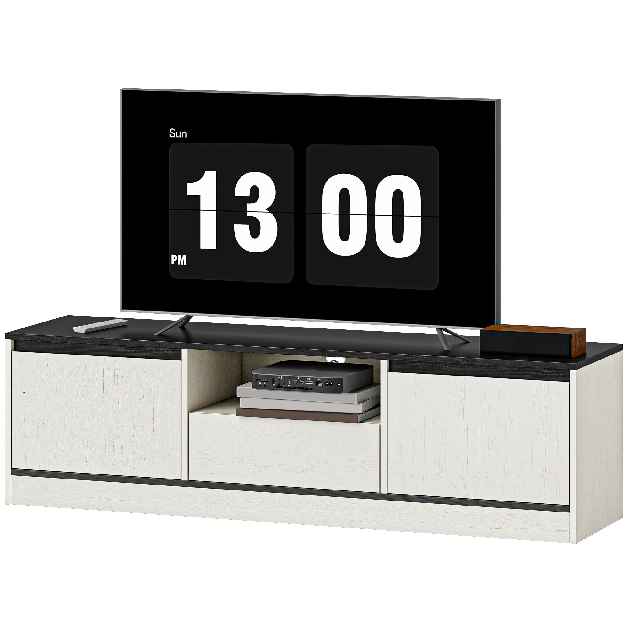 TV Stand for 55-60 Inch TV - White Wood Grain-Home Furnishings > Living Room Furniture > TV¬†Stands-DECOROLALA