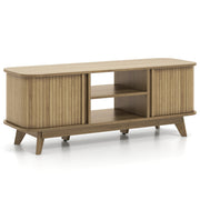 TV Stand for 55-Inch TV Media Console Table with Dual Sliding Doors-Oak-Entertainment Centers & TV Stands-DECOROLALA