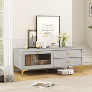 TV Stand for 55 Inch TV with Storage Drawers and Cabinet - Gray-Entertainment Centers & TV Stands-DECOROLALA