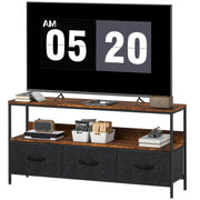 TV Stand for 55" TV - Rustic Brown with 3 Drawers-Home Furnishings > Living Room Furniture > TV¬†Stands-DECOROLALA