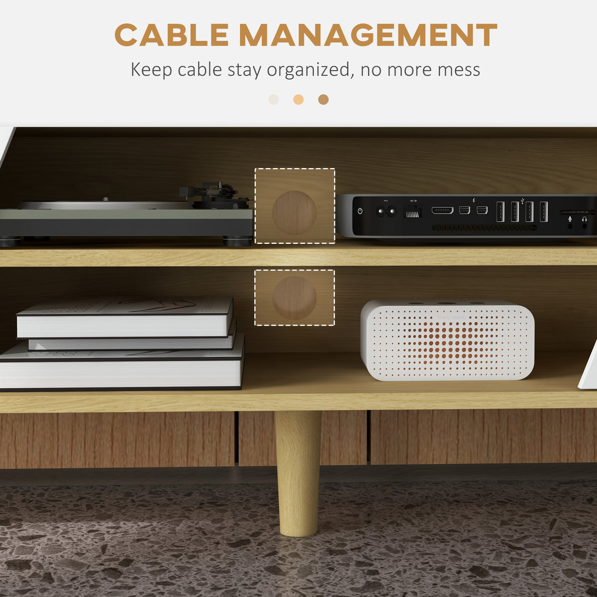 TV Stand for 65 Inch TV - Scandinavian Oak and White-Home Furnishings > Living Room Furniture > TV¬†Stands-DECOROLALA
