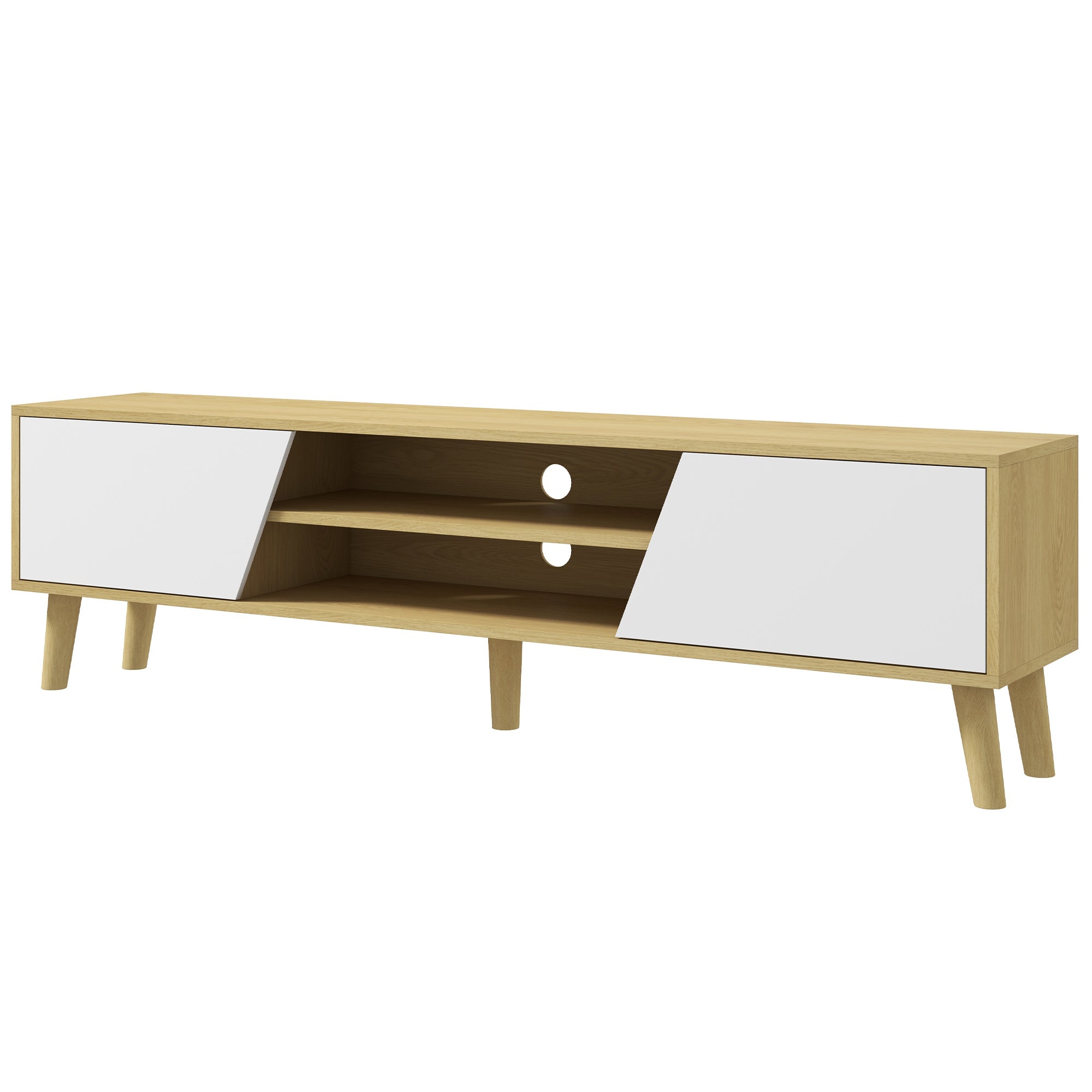 TV Stand for 65 Inch TV - Scandinavian Oak and White-Home Furnishings > Living Room Furniture > TV¬†Stands-DECOROLALA