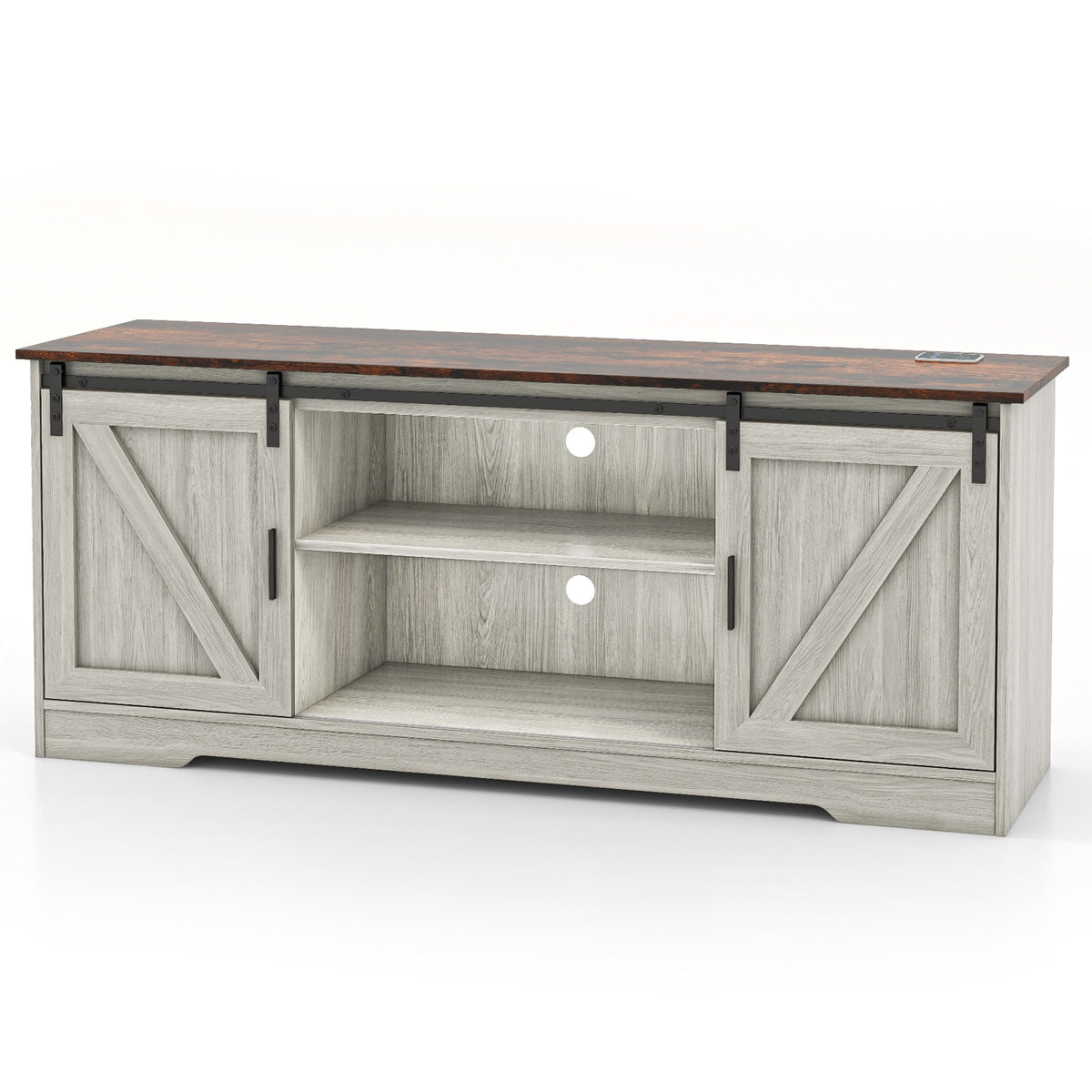 TV Stand for 65 Inch TVs Media Console Table for Living Room-Gray-Entertainment Centers & TV Stands-DECOROLALA