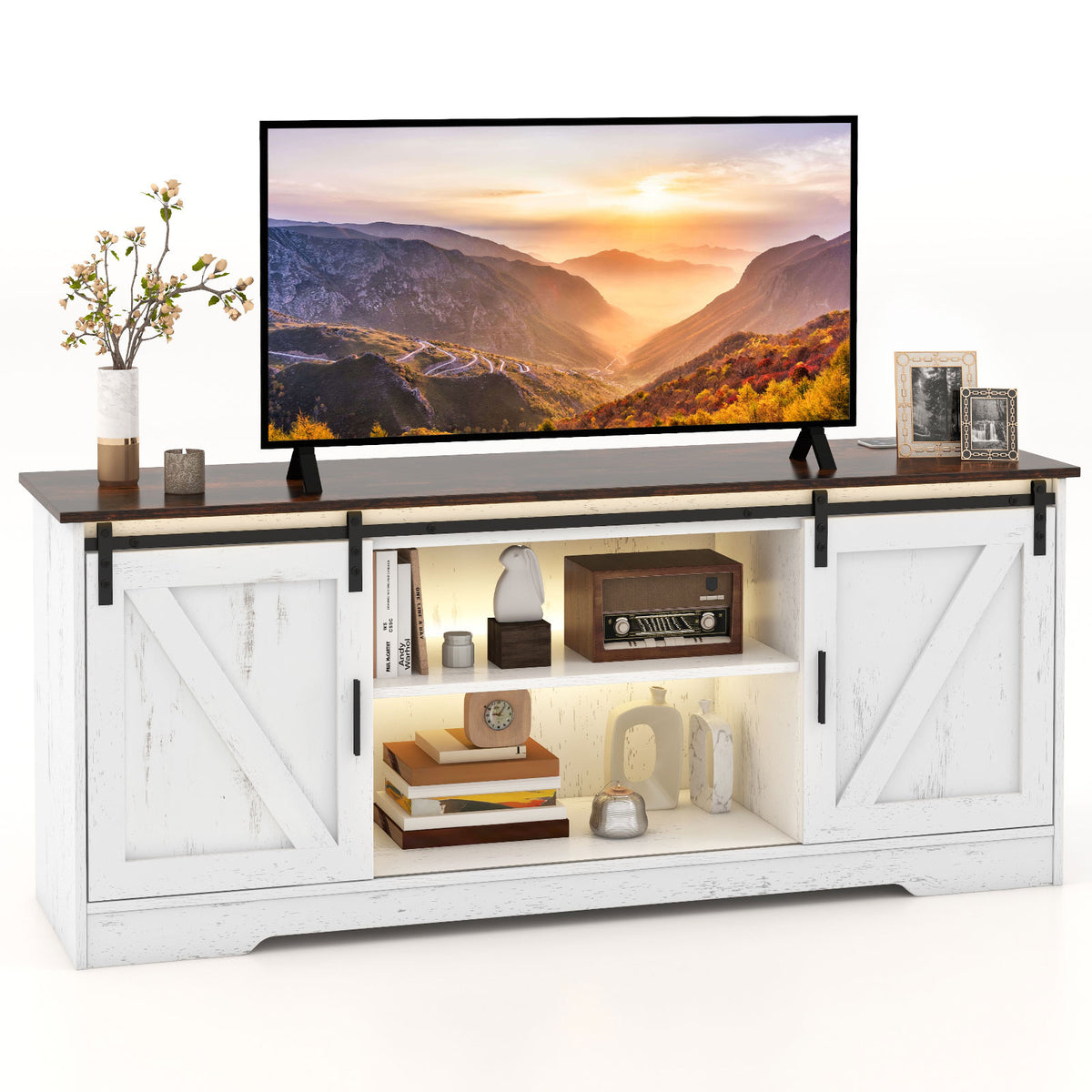 TV Stand for 65 Inch TVs Media Console Table for Living Room-White-Entertainment Centers & TV Stands-DECOROLALA