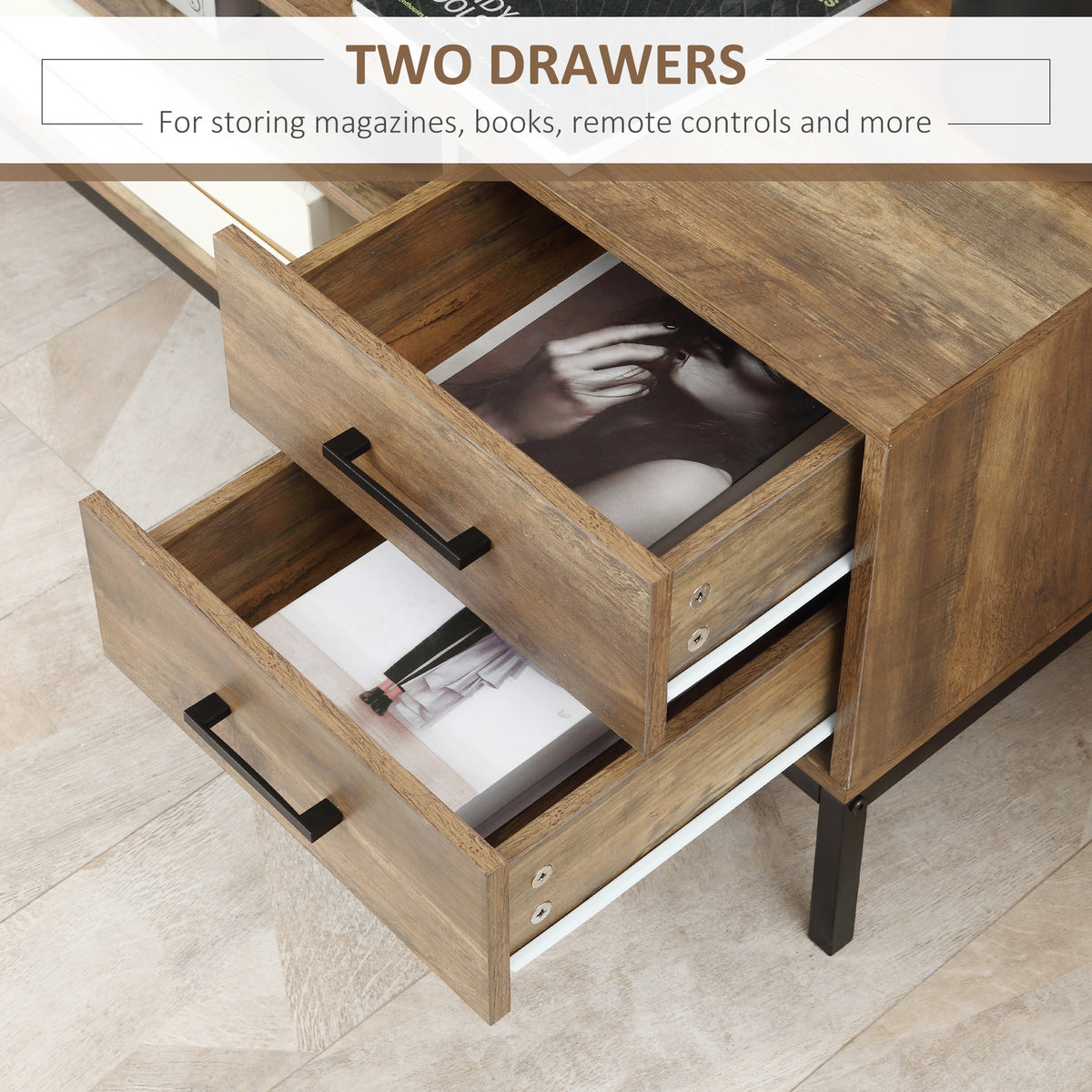 TV Stand for TV up to 50" with Storage - Coffee-Home Furnishings > Living Room Furniture > TV¬†Stands-DECOROLALA