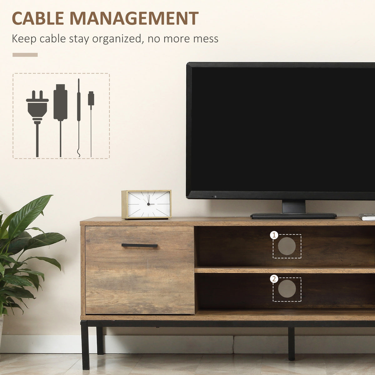 TV Stand for TV up to 50" with Storage - Coffee-Home Furnishings > Living Room Furniture > TV¬†Stands-DECOROLALA