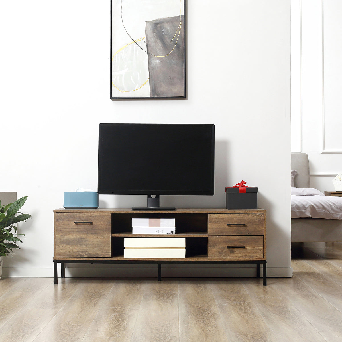 TV Stand for TV up to 50" with Storage - Coffee-Home Furnishings > Living Room Furniture > TV¬†Stands-DECOROLALA