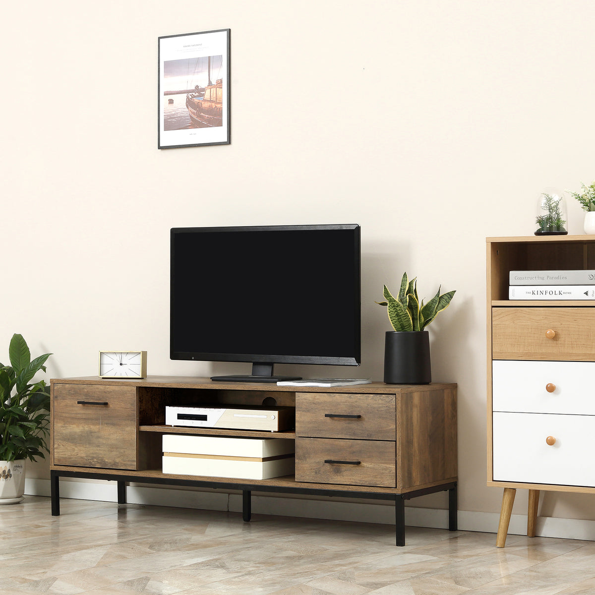 TV Stand for TV up to 50" with Storage - Coffee-Home Furnishings > Living Room Furniture > TV¬†Stands-DECOROLALA