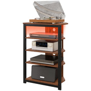 TV Stand for TVs up to 29", Entertainment Center with 4-Tier Storage Shelves and LED Lights for Living Room-Home Furnishings > Living Room Furniture > TV¬†Stands-DECOROLALA