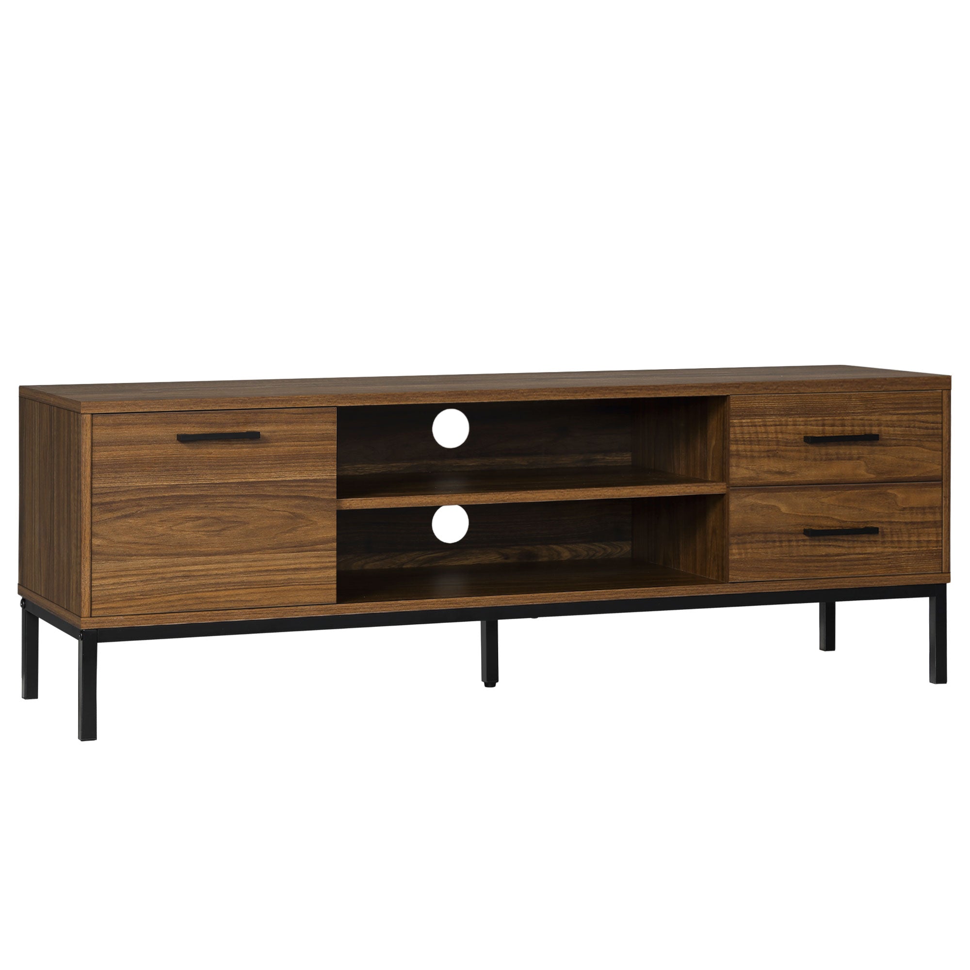 TV Stand for TVs up to 50" - Dark Walnut with Steel Legs-Home Furnishings > Living Room Furniture > TV¬†Stands-DECOROLALA