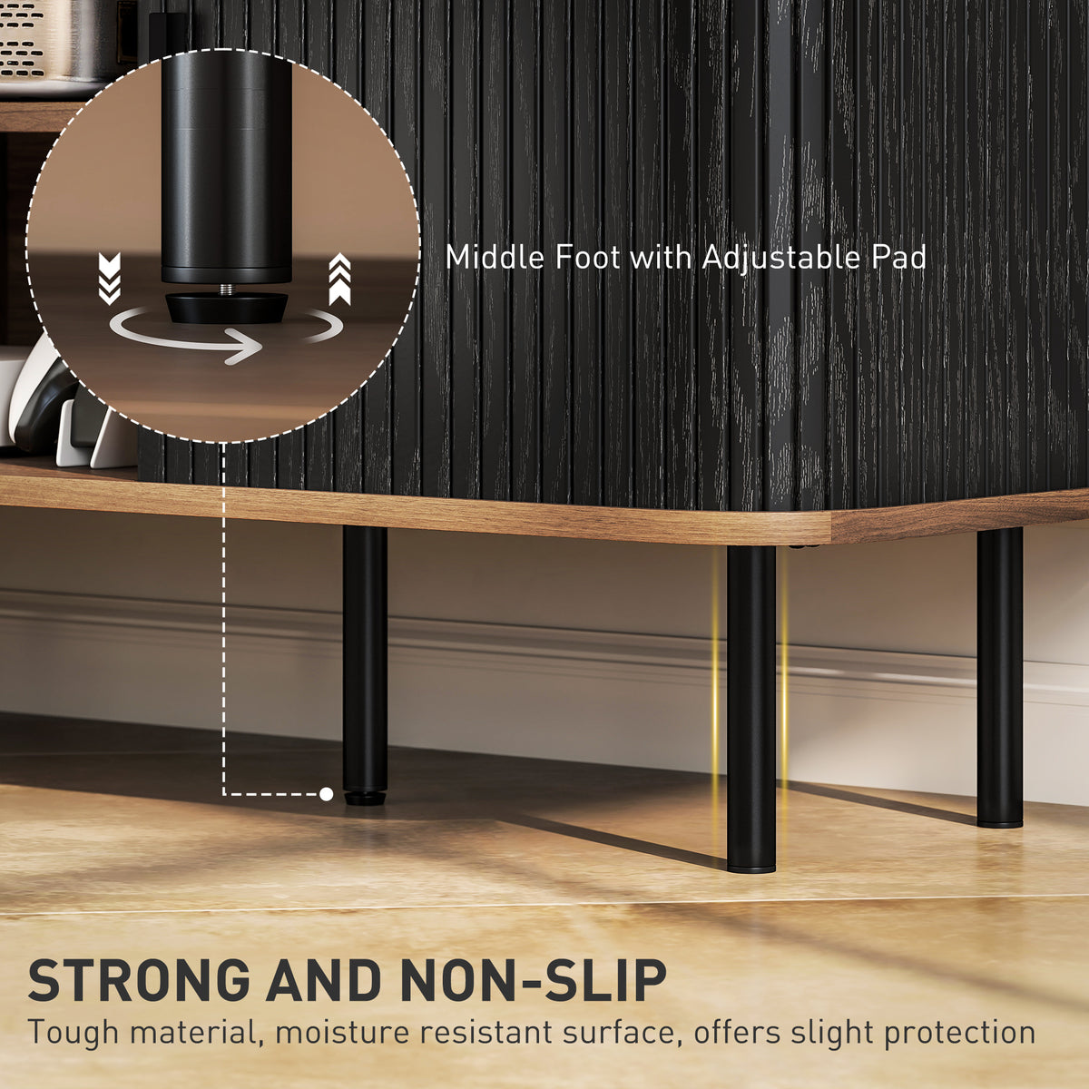TV Stand for TVs up to 55" - Black Media Console Cabinet-Home Furnishings > Living Room Furniture > TV¬†Stands-DECOROLALA