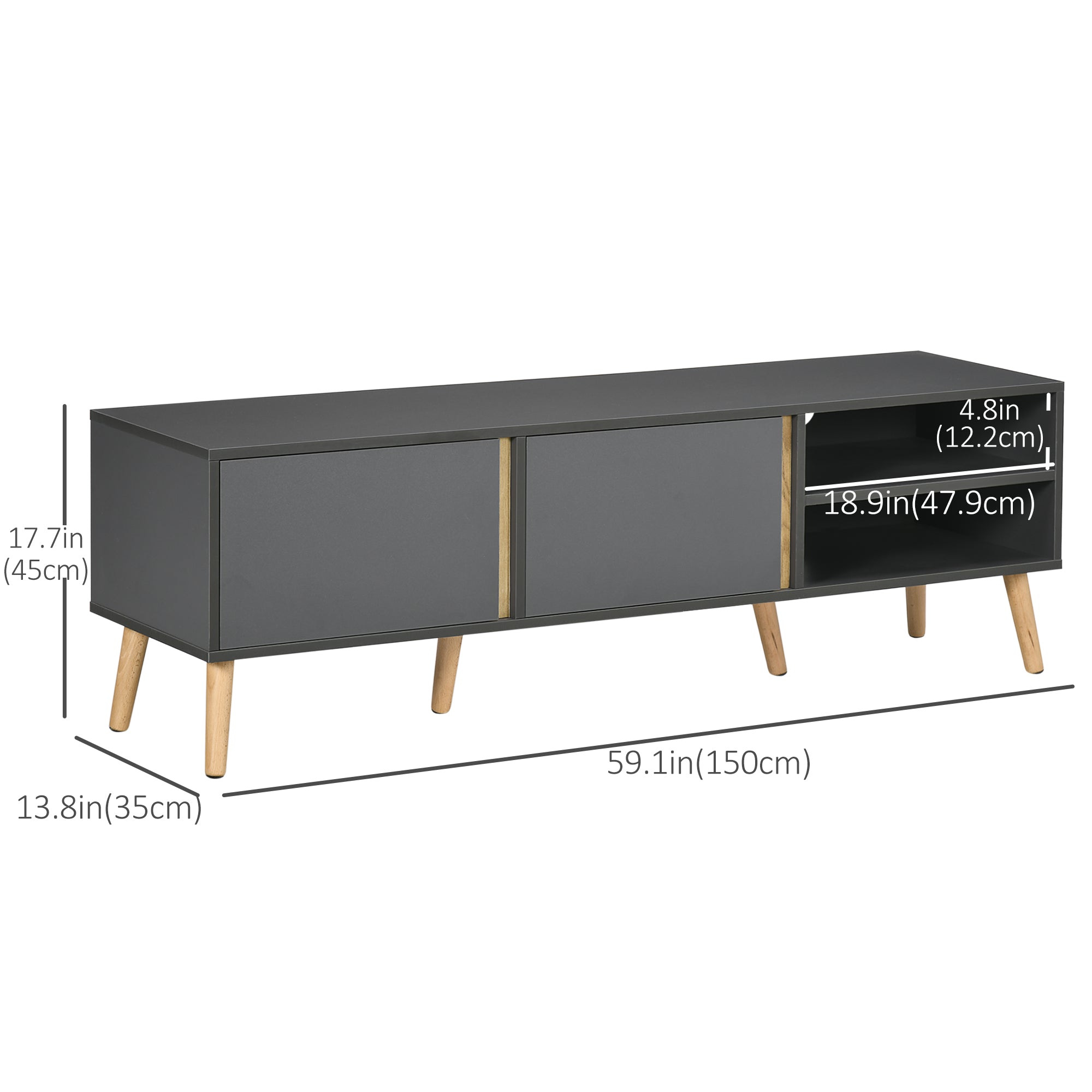 TV Stand for TVs up to 55" - Dark Grey Storage Cabinet-Home Furnishings > Living Room Furniture > TV¬†Stands-DECOROLALA