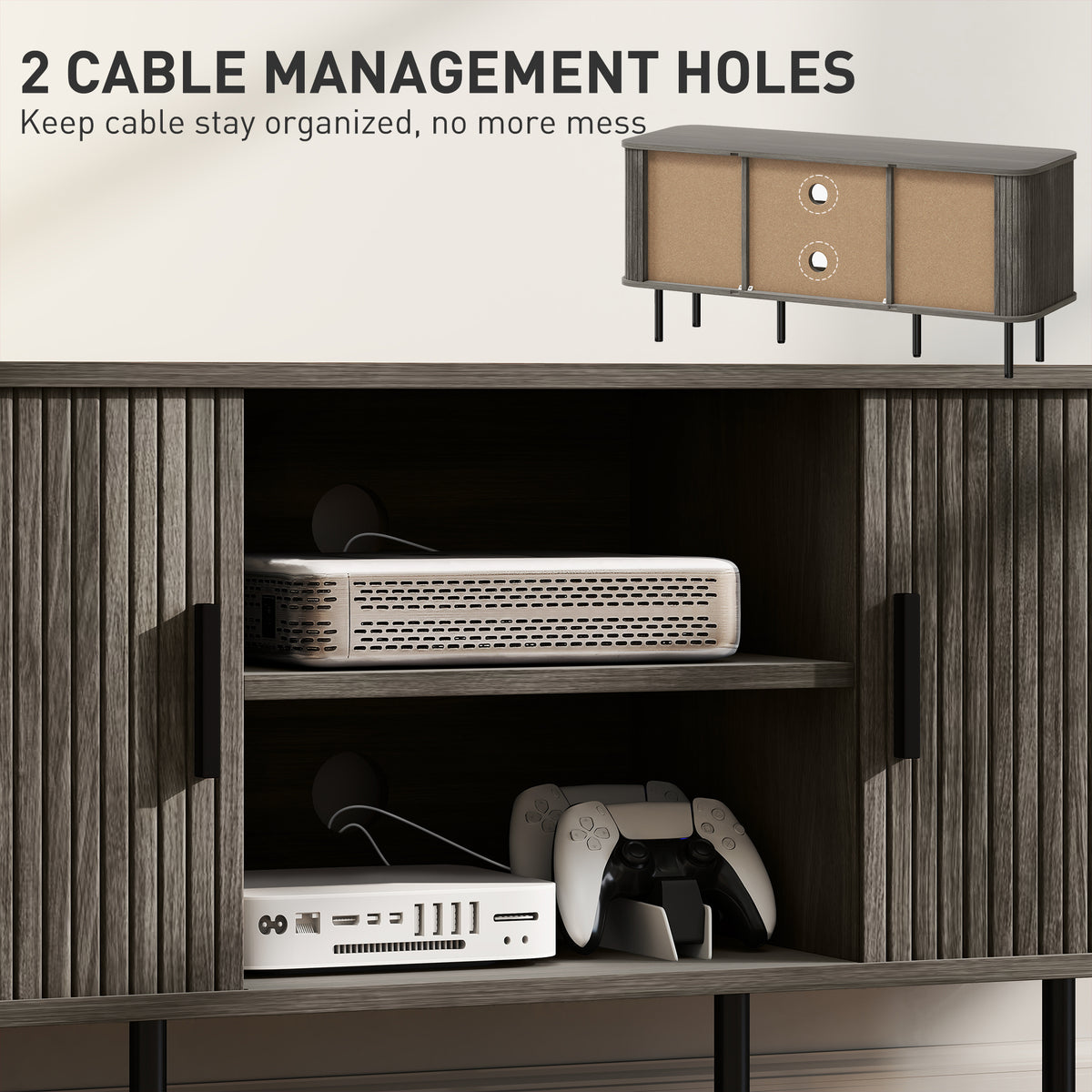 TV Stand for TVs up to 55" - Grey Storage Cabinet-Home Furnishings > Living Room Furniture > TV¬†Stands-DECOROLALA