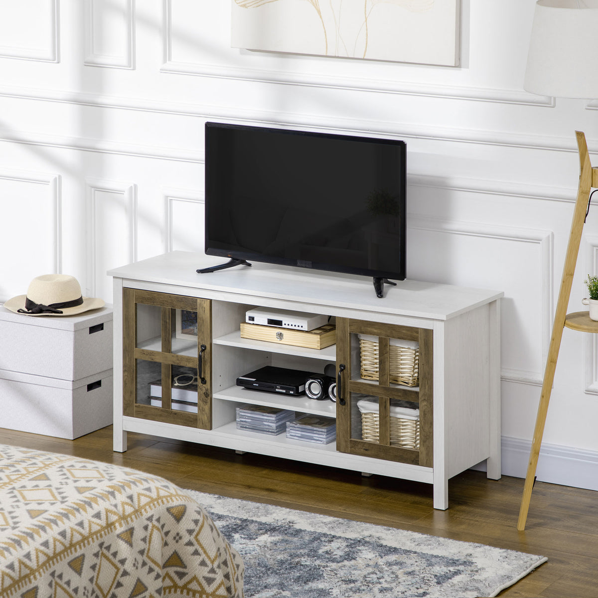 TV Stand for TVs up to 55" - White Entertainment Center-Home Furnishings > Living Room Furniture > TV¬†Stands-DECOROLALA
